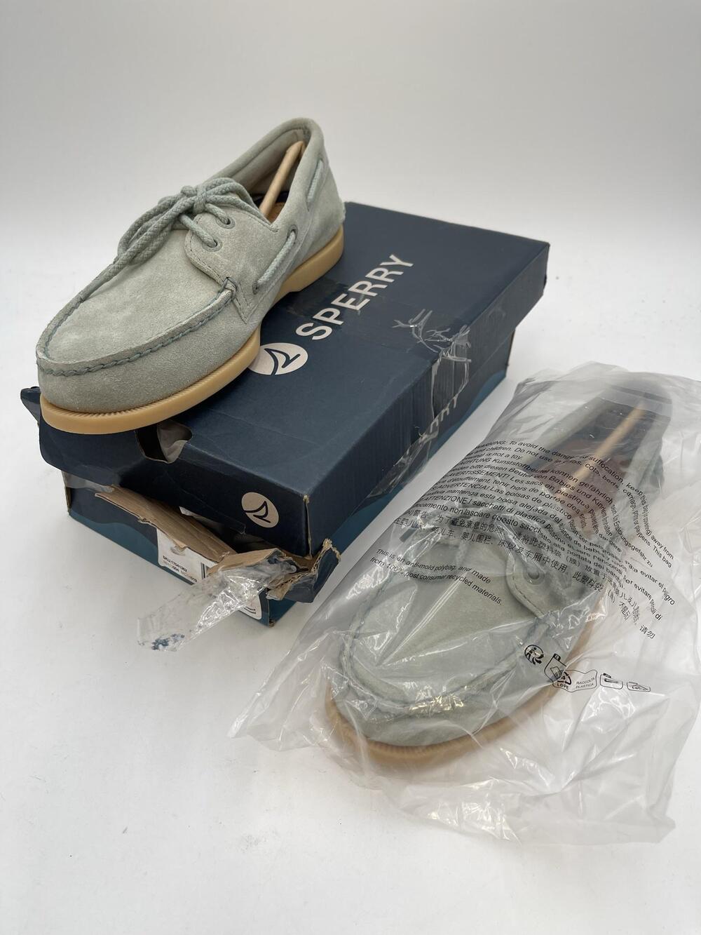 Sperry AO 2 Eye MM-550 Shoes Mens Light Green Suede Boat Comfort New Size 7